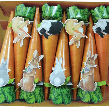 Caspari Bunnies and Carrots 10" Luxury Cone Crackers - 8 per box