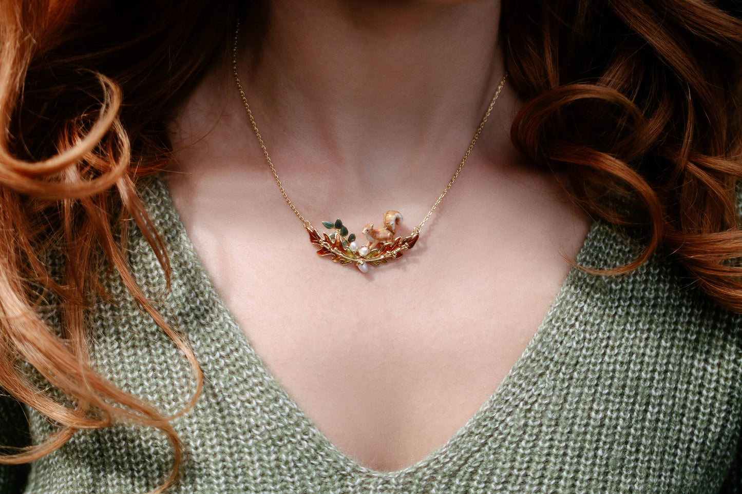 Squirrel & Acorn Necklace