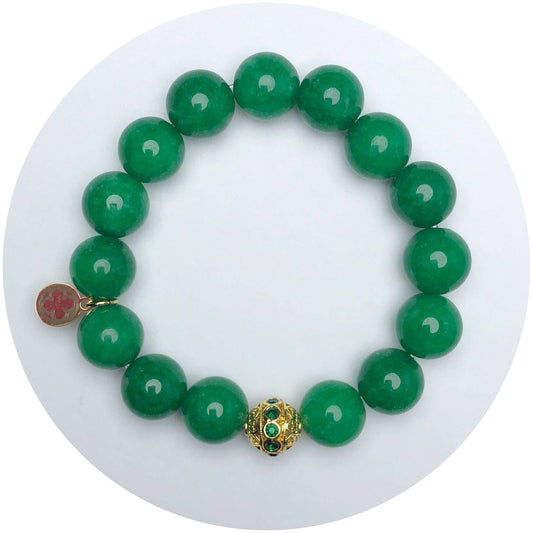 Emerald Green Jade with Green Pavé Filigree