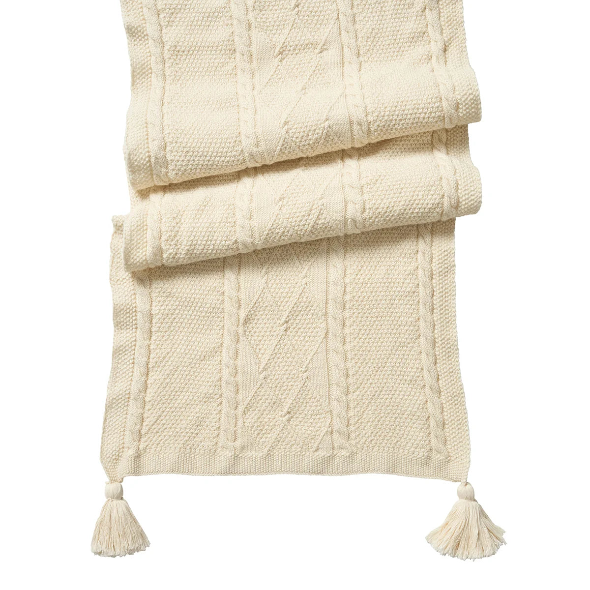 Juliska Berry & Thread Cable Knit 18" x 108" Table Runner - Ivory