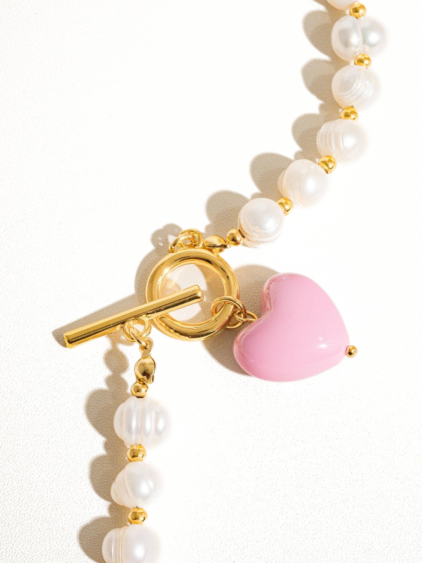 Wren Vintage Natural Pearl Heart Necklace: Red