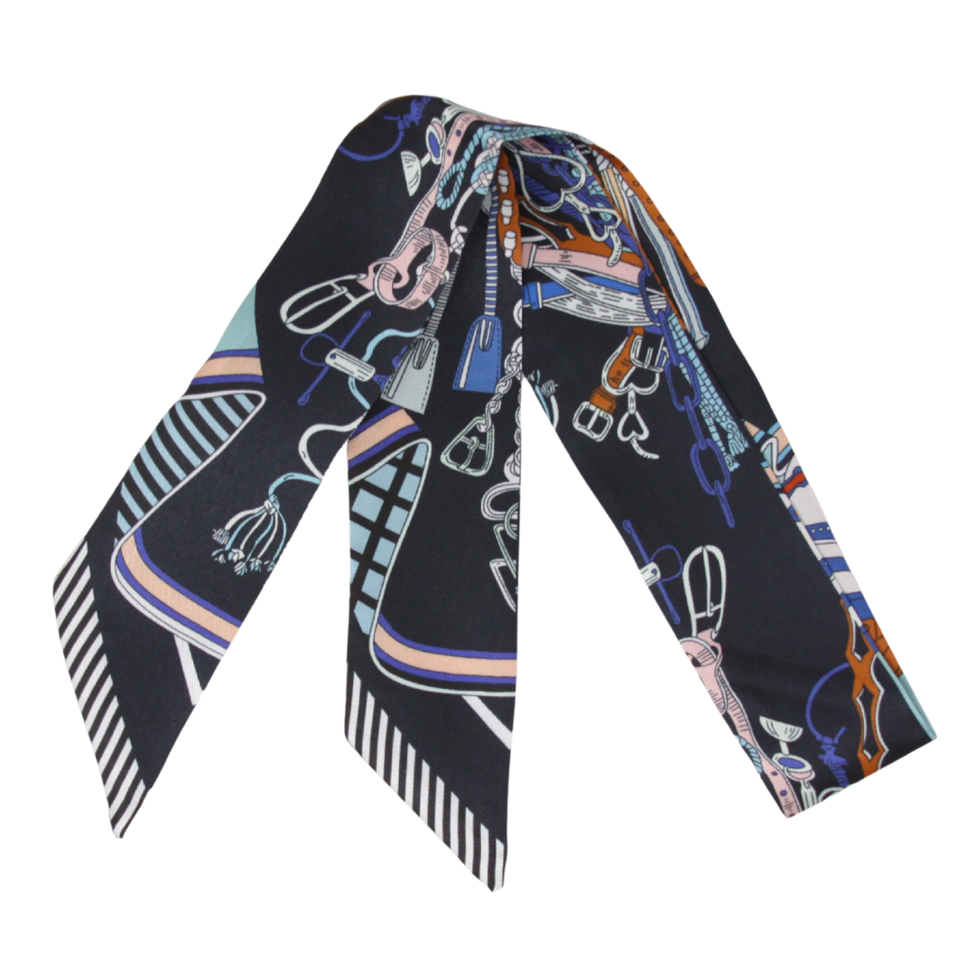 Skinny Silk Scarf - Lock & Chain