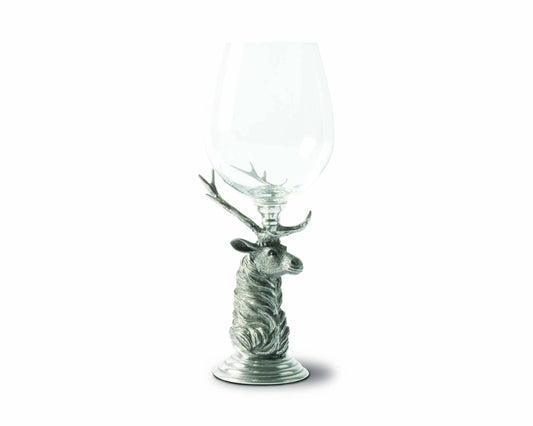 Pewter Elk Stemware: Bordeaux Glass - 9.75" H 21 oz.