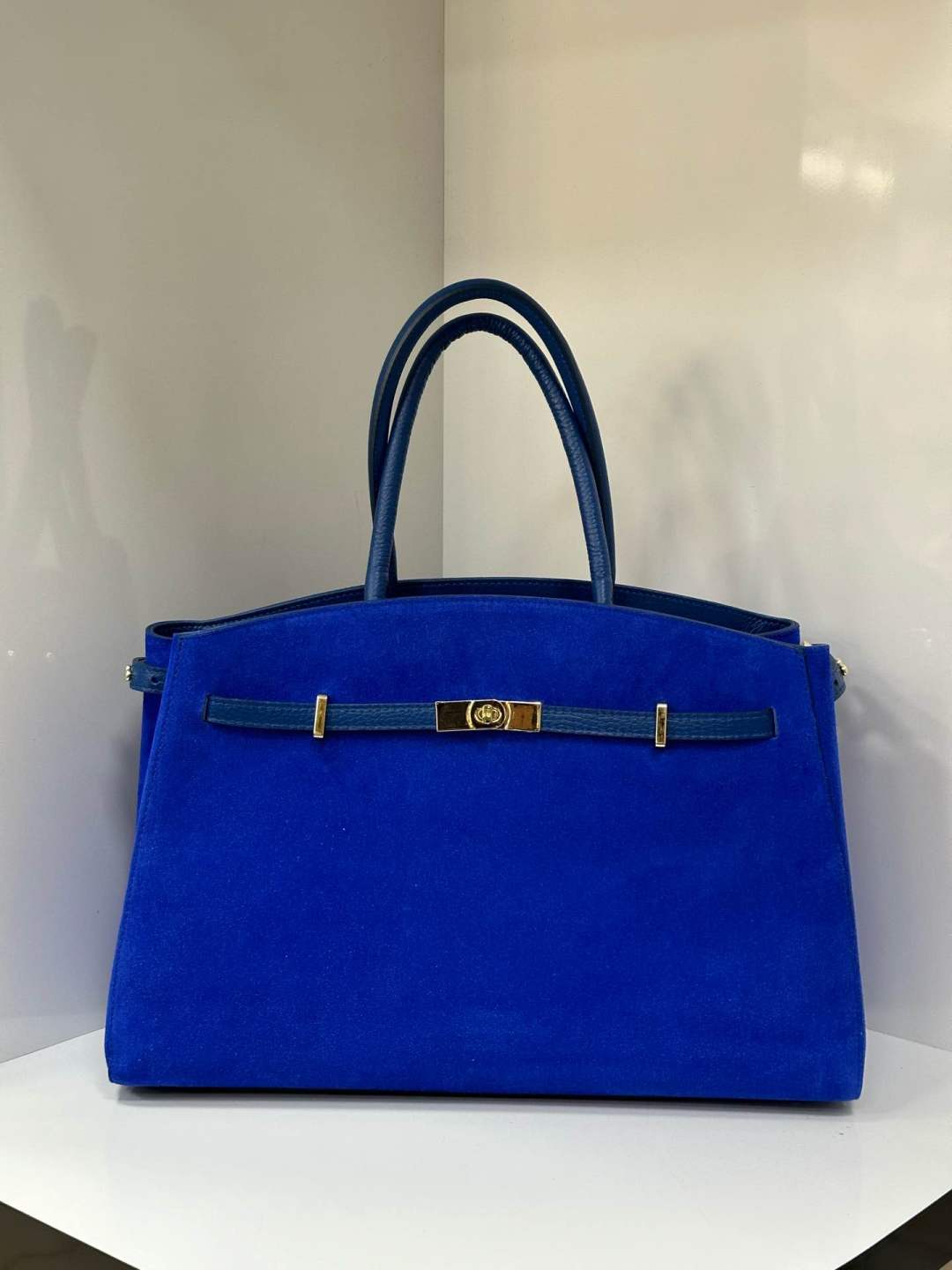 Italian Leather Suede Handbag - Orange