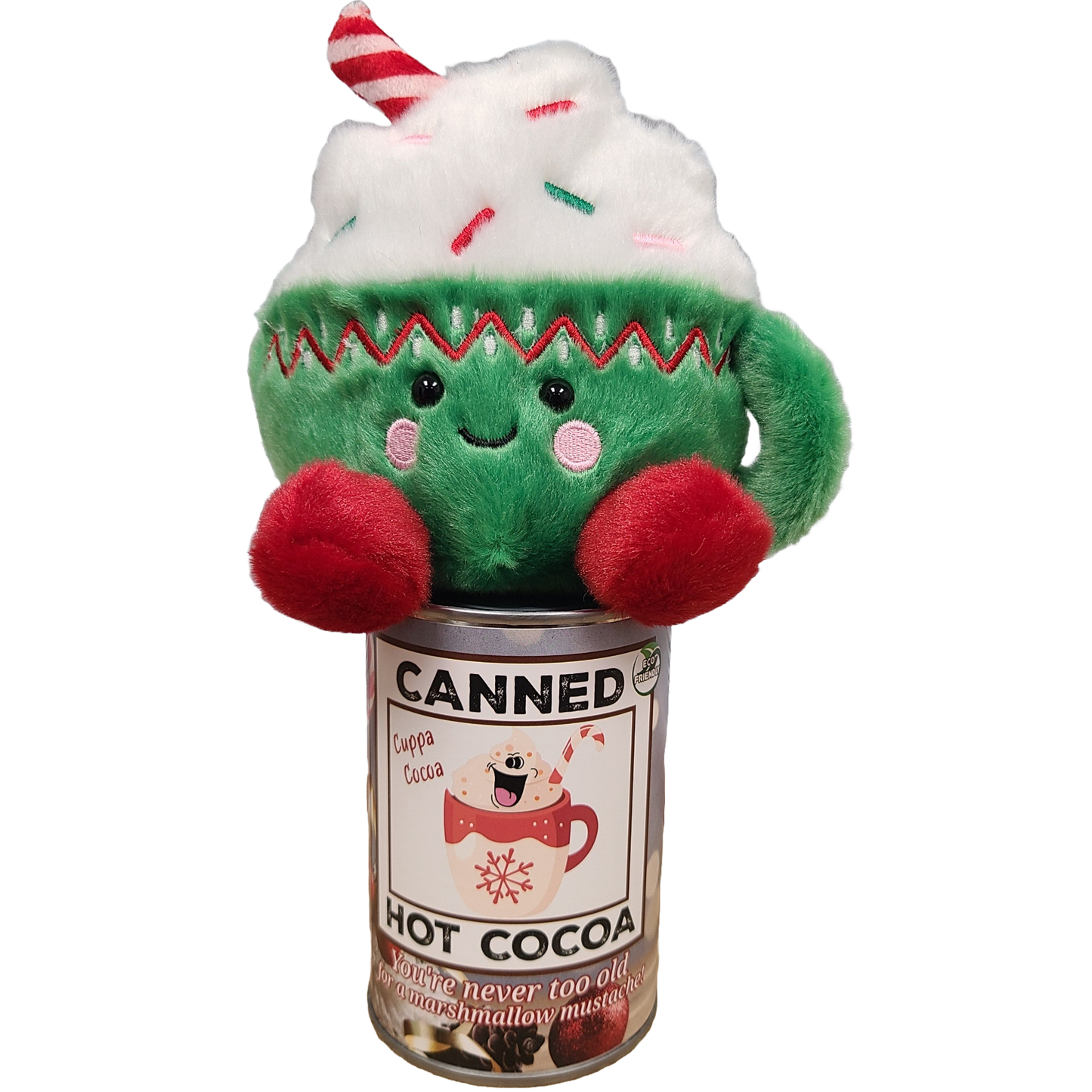 Canned Hot Cocoa - Hot Chocolate Mug Plush Gift in Can: Pop Top Lid