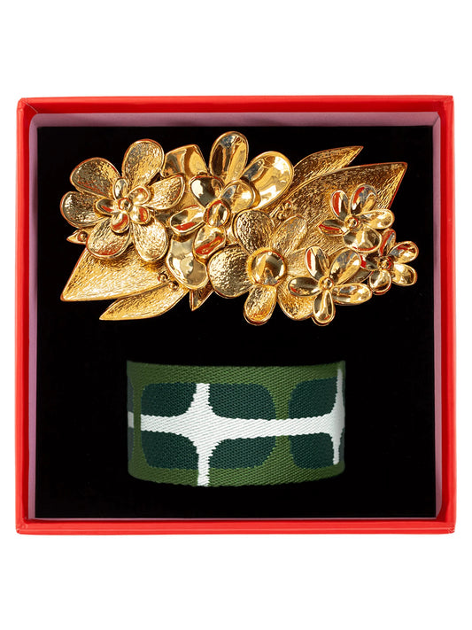 Lesley Evers FLOWERS Belt Buckle with Sausalito Belt Strap