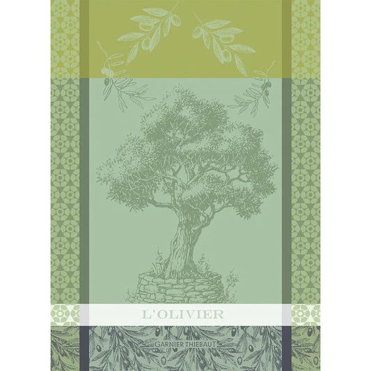 Garnier Thiebaut L'Olivier Vert Jacquard Kitchen Towel