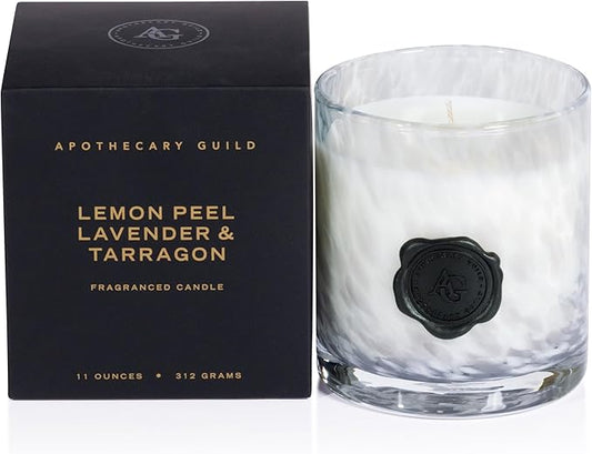 Zodax Apothecary Guild Opal Glass Jar Candle - 11 oz - Lemon Peel, Lavender & Tarragon