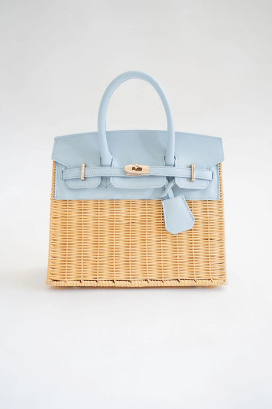 Lisi Lerch Margo Wicker Handbag - Light Blue