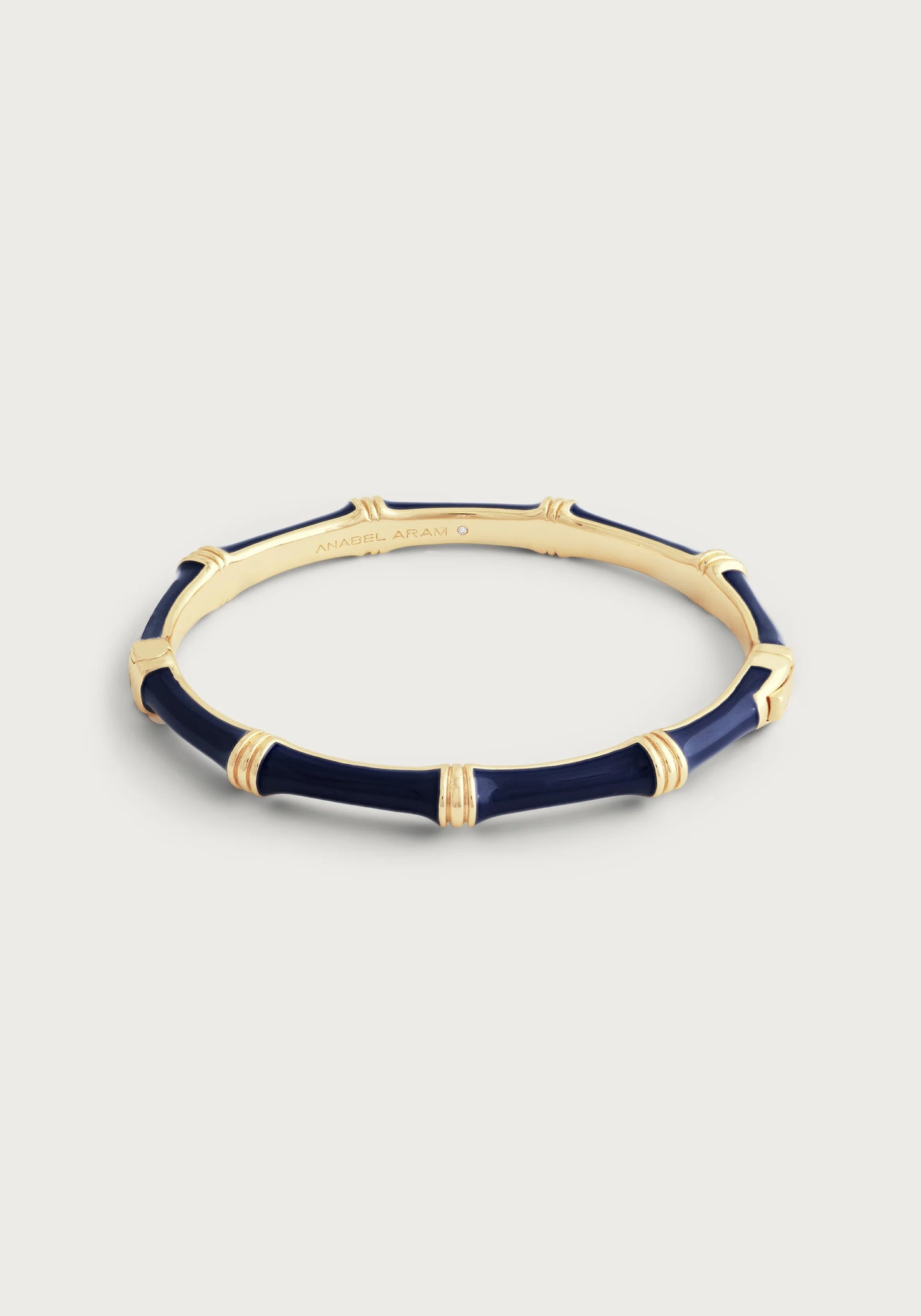 Anabel Aram Bamboo Enameled Hinged Bangle, Navy