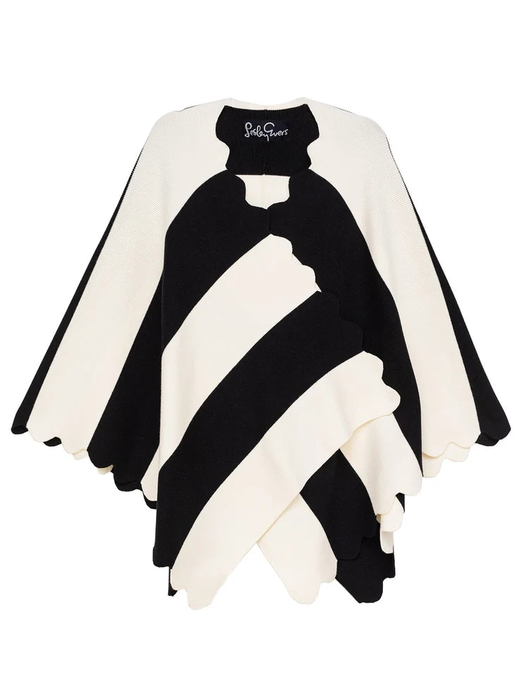 Lesley Evers Portia Cape Black and Ivory Stripe