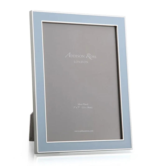 Powder Blue w/ Silver Trim Enamel Picture Frame