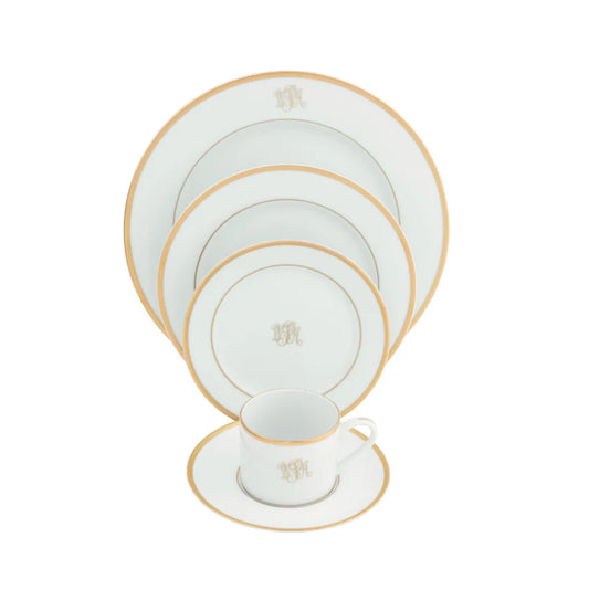 Signature Gold With Monogram White 5 piece Place Setting