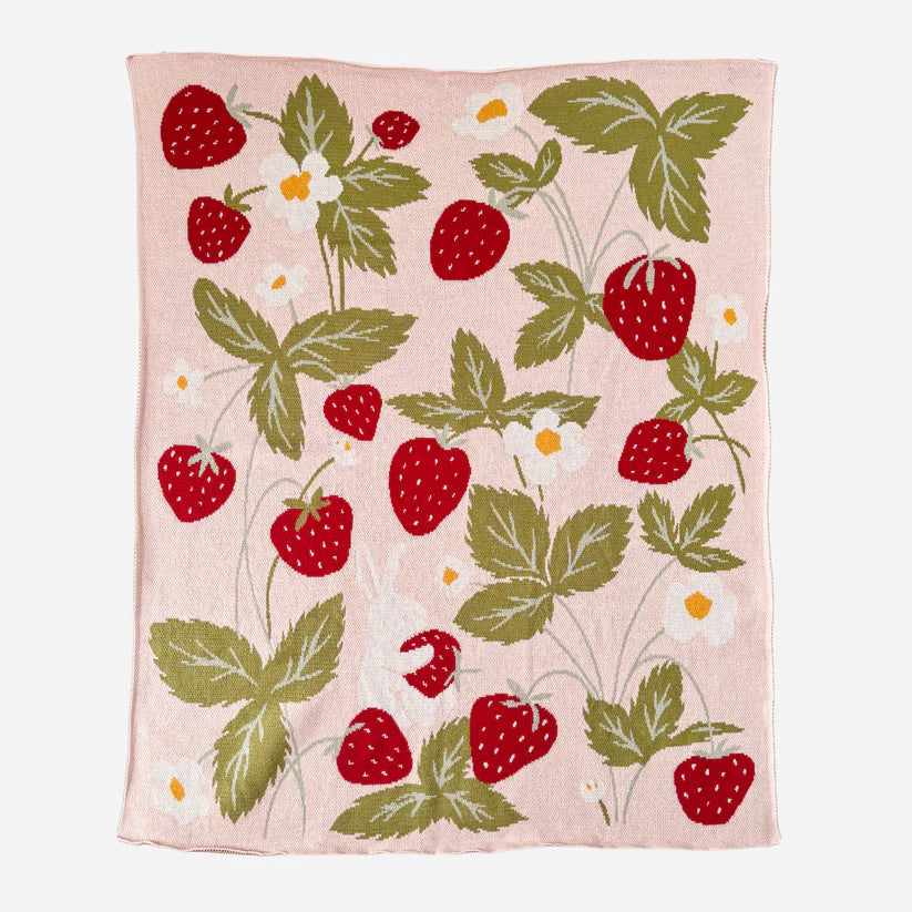 Blueberry Hill Strawberry Bunny Blanket | Organic Cotton