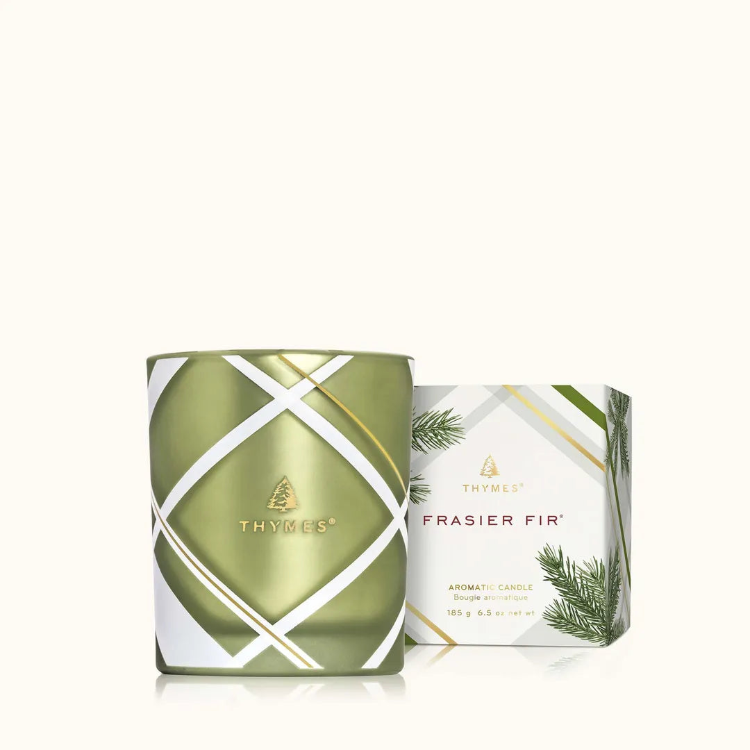 THYMES Frasier Fir® Frosted Plaid 6.5 oz Poured Candle