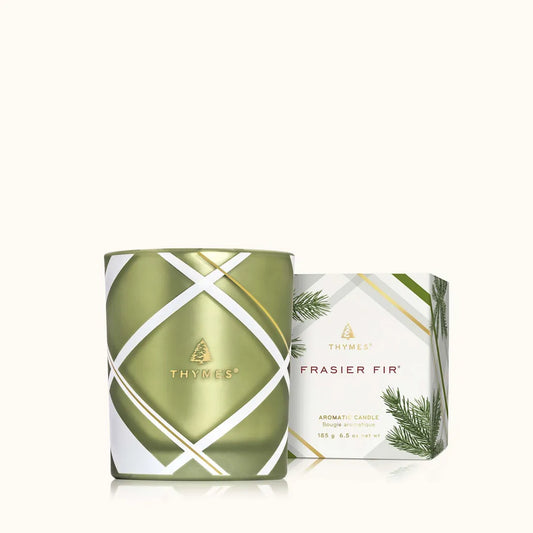 THYMES Frasier Fir® Frosted Plaid 6.5 oz Poured Candle