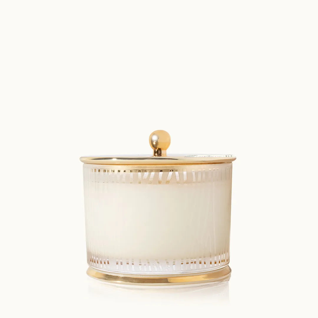 THYMES Frasier Fir® Gilded Frosted Wood Grain Candle