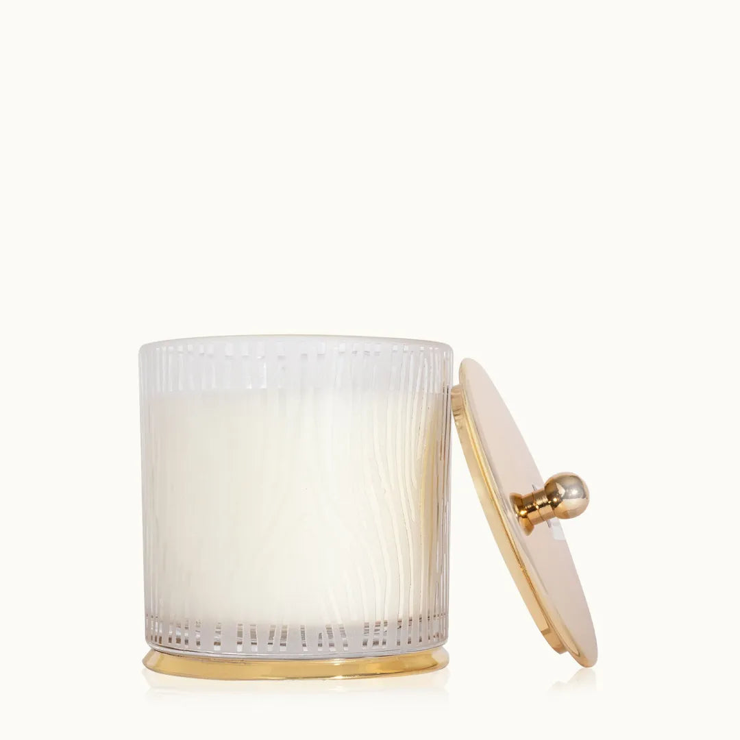 THYMES Frasier Fir® Large Frosted Wood Grain Candle