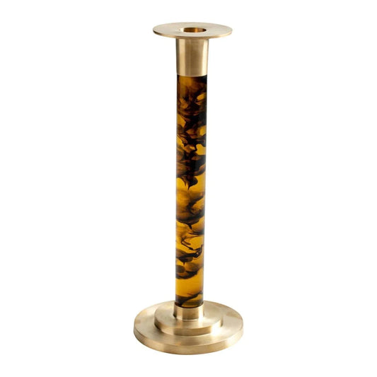 Large Brass & Resin Tortoise Candlestick