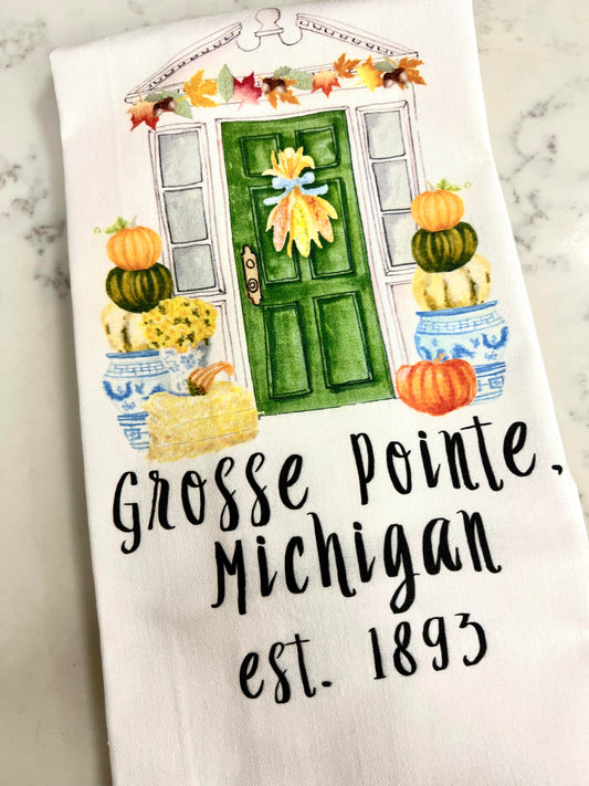 Grosse Pointe Fall Tea Towel