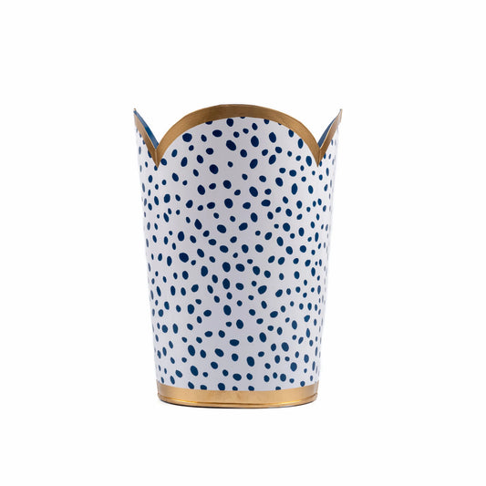 Spot-On Hand Blue&White Painted Tulip Wastebasket